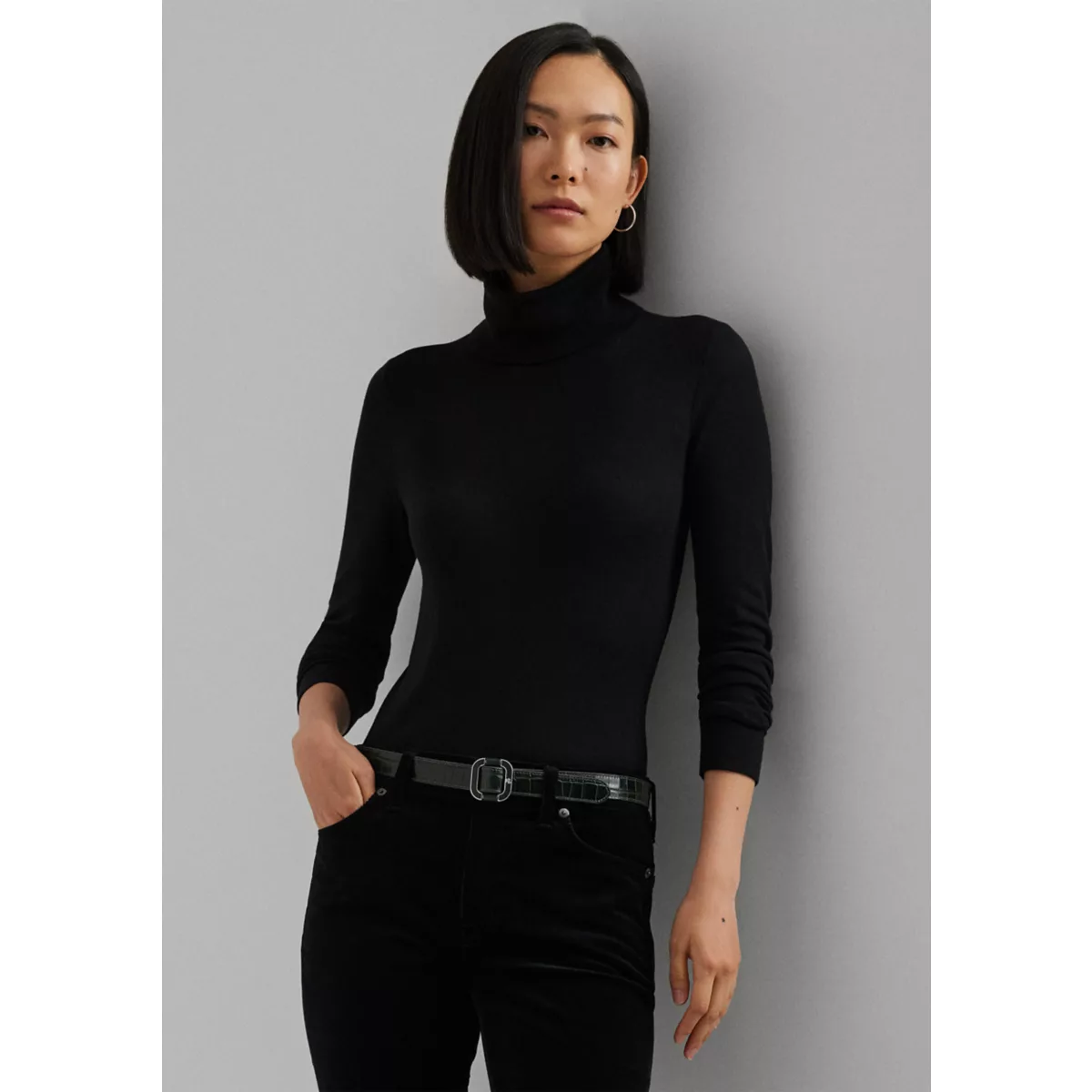 Women's Silk-Blend Turtleneck Sweater - 1
