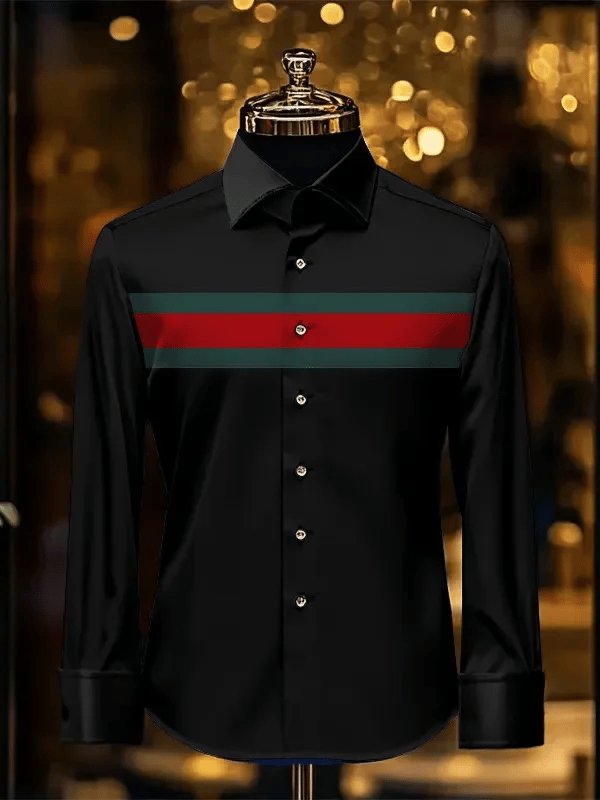 Camisa rayas estampado ejecutivo de manga larga para hombre