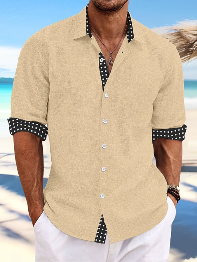 Camisa Polka Dot Patchpara trabajo estampado de modaable Holiday casual para hombre