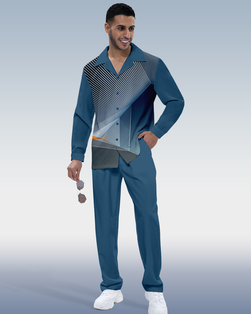 Camisa Gradient estampado de manga larga Walking Suit 372 para hombre
