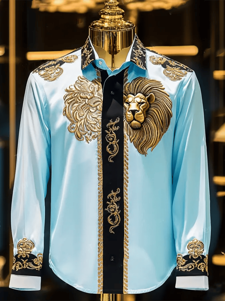 Camisa satén Luxe de manga larga con botones para hombre