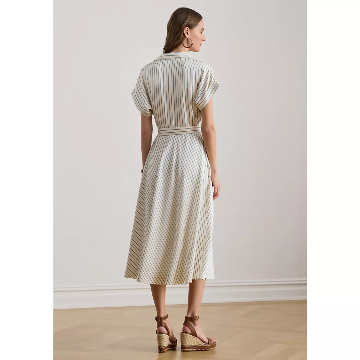 Women's Striped Belted Twill Dress - 2