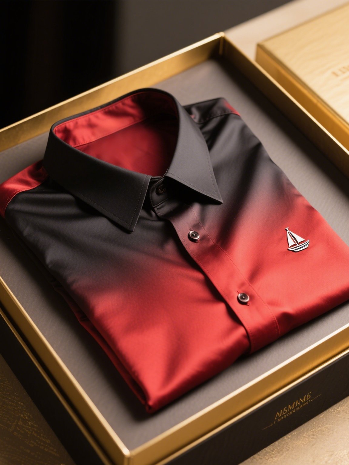 Camisa satén de lujo degradado ejecutivo rayas de manga corta Button para hombre