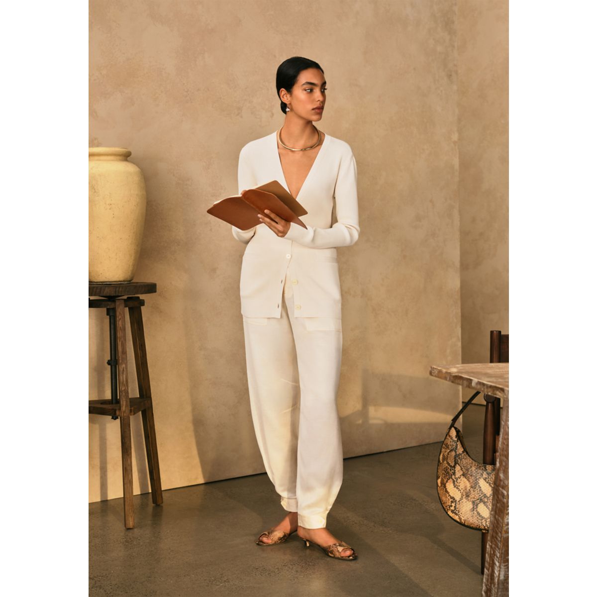 Women's Shantung Barrel Cargo Ankle Pants - 1