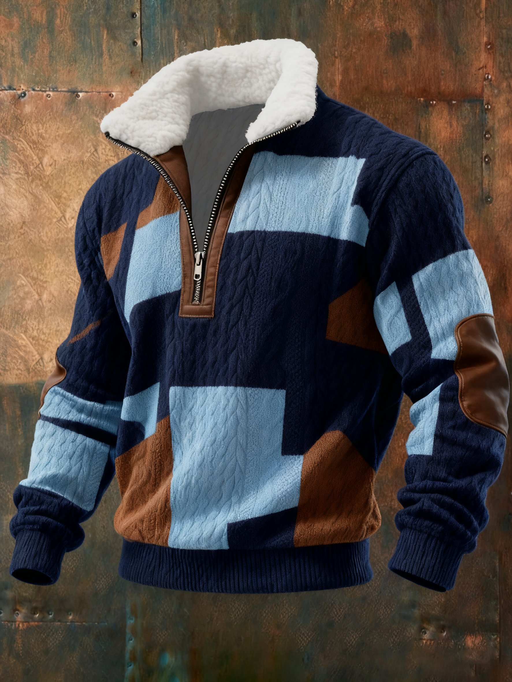 Sudadera Cable texturizado estampado casual para hombre