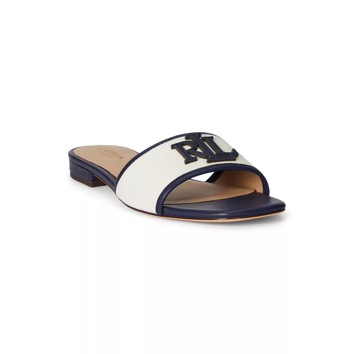 Everley Leather-Trim Canvas Slide Sandal - 1