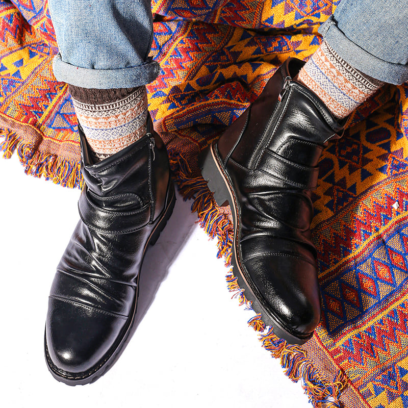 Botas cuero Non-Slip cierre High-Top Men Ankle