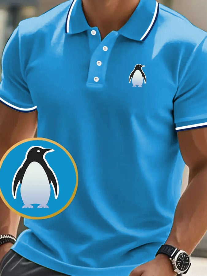 Camisa polo clásico casual with penguin estampado para hombre