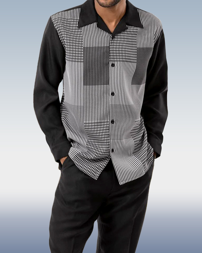 Autumn black line two-piece walking suit