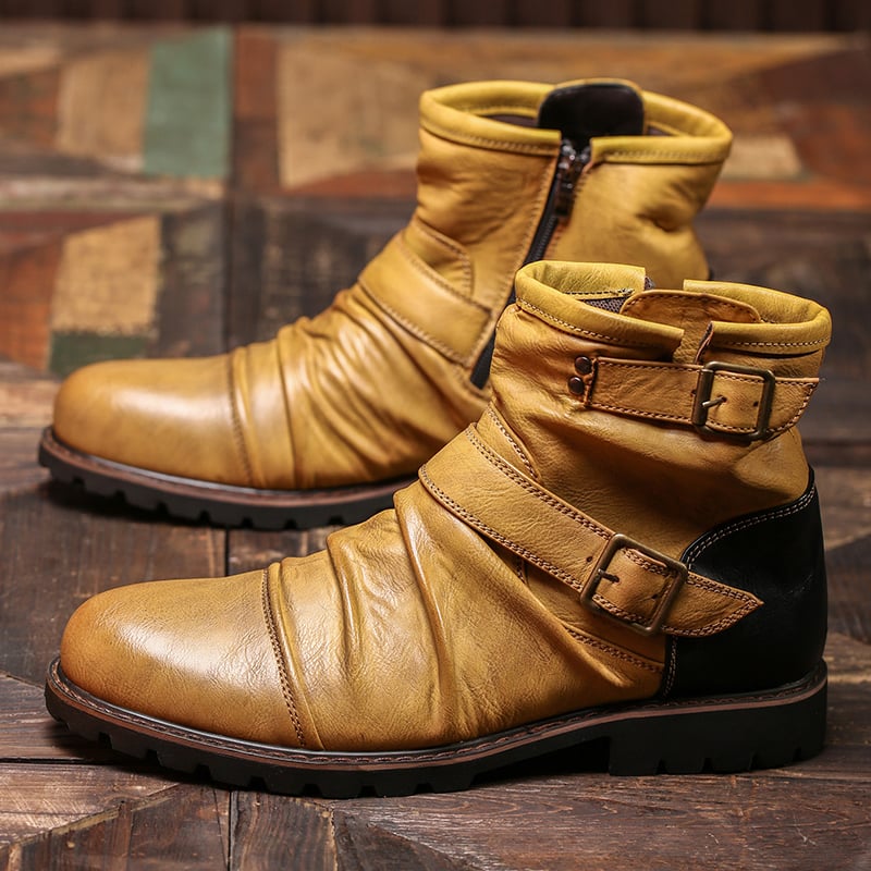 Botas cuero Non-Slip cierre High-Top Men Ankle