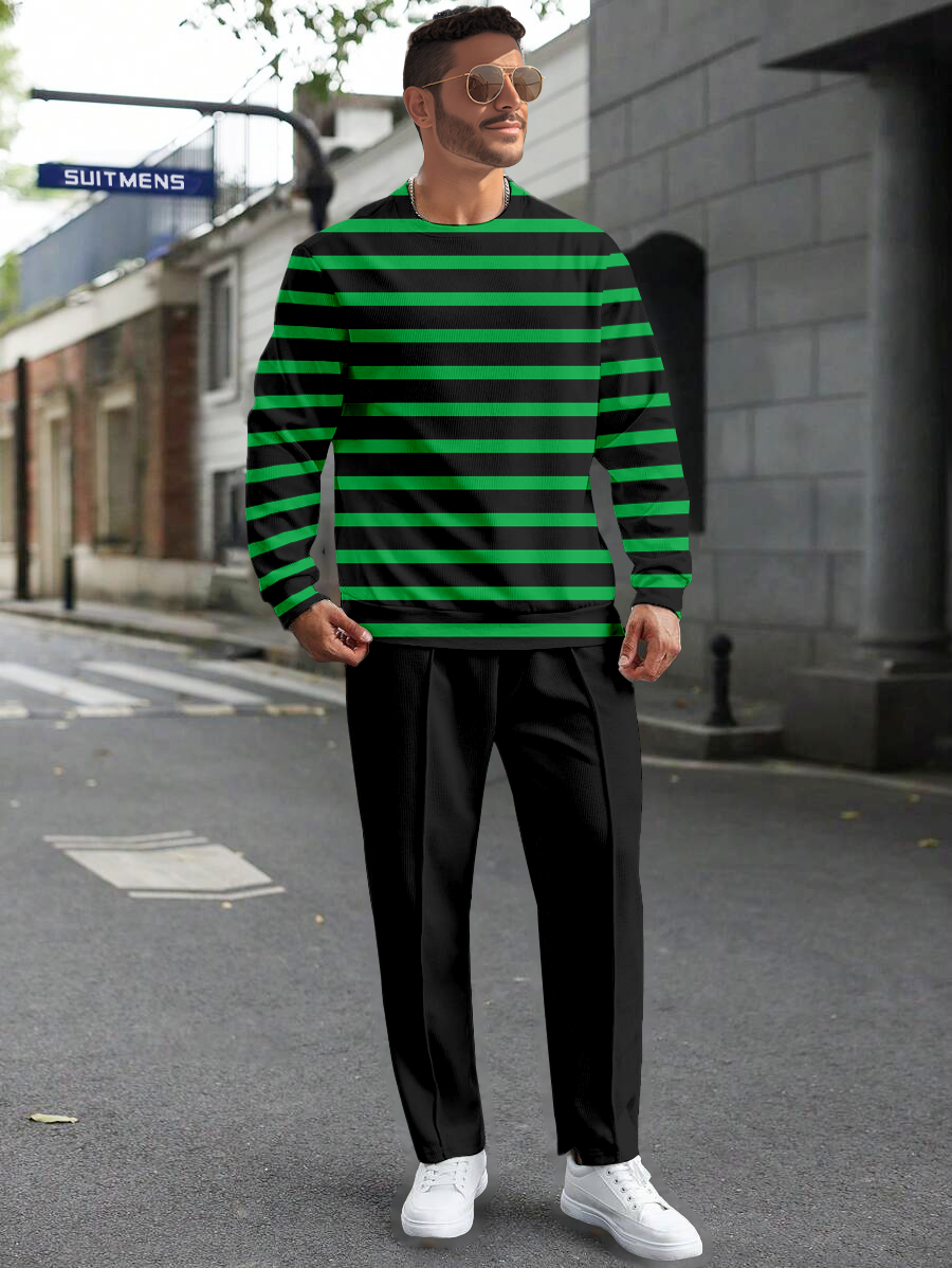 Colorblock Round Neck casual Sports Set 052 para hombre
