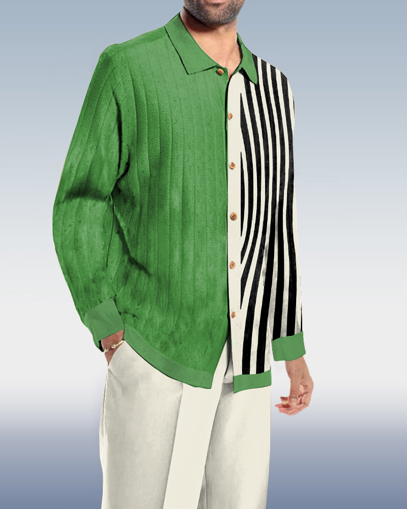 Retro Abstract Art estampado casual Wear de manga larga Suit para hombre