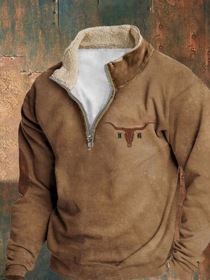 Sudadera casual cierre Stand cuello de manga larga estampado