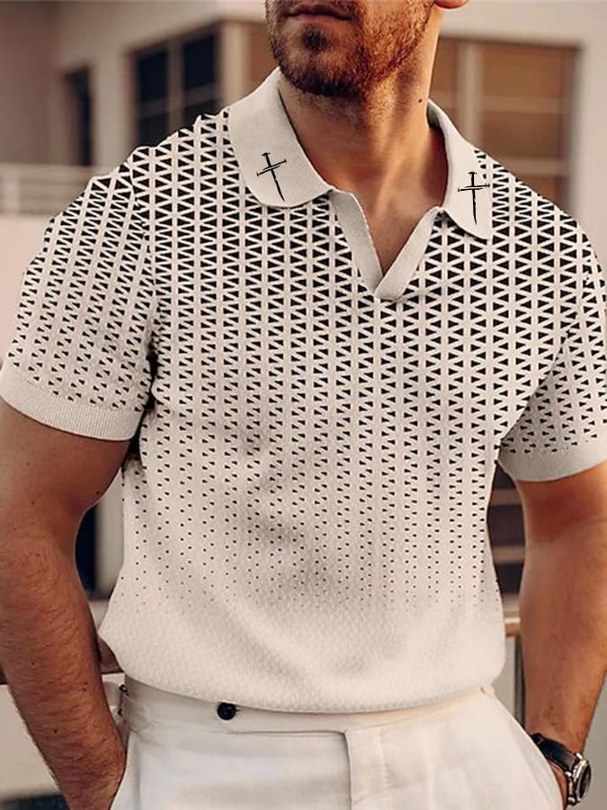 Camisa polo Faith Cross estampado texturizado Fabric Comfortable casual para hombre