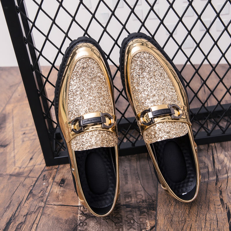 Zapatos British de moda Matching Sequin ejecutivo Dress cuero