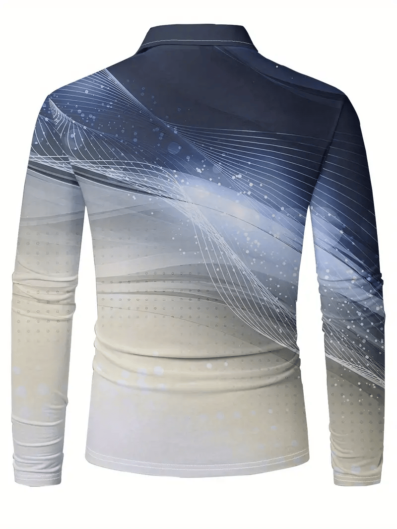Camisa polo ejecutivo casual a rayas de manga larga para hombre