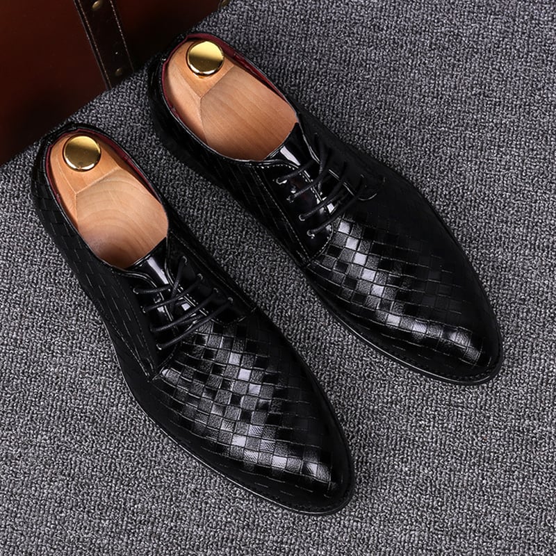 Zapatos ejecutivo casual Pointed Toe Patchpara trabajo a cuadros Faux cuero para hombre