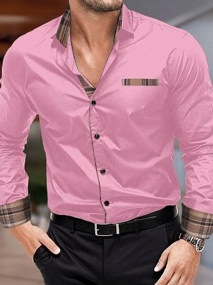 Camisa a cuadros ejecutivo de manga larga para hombre