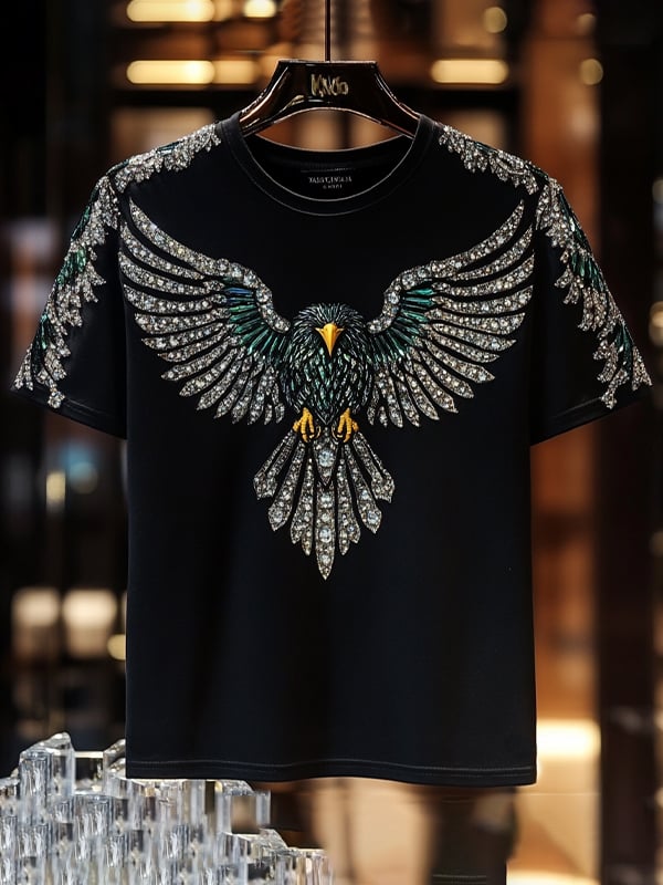 Camiseta ejecutivo Animal Sequin estampado de manga corta para hombre