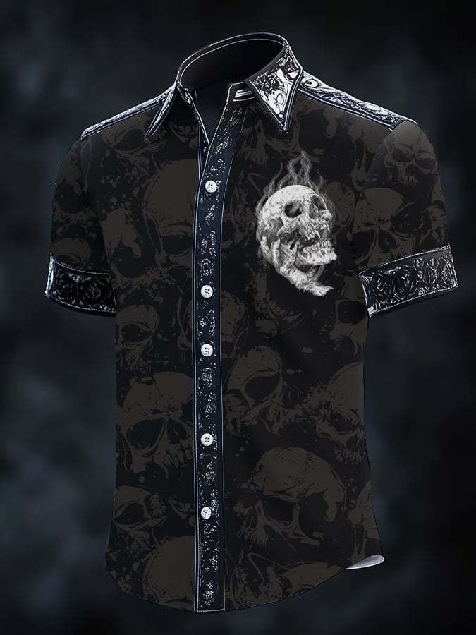 Camisa Gothic Dark de manga corta para hombre