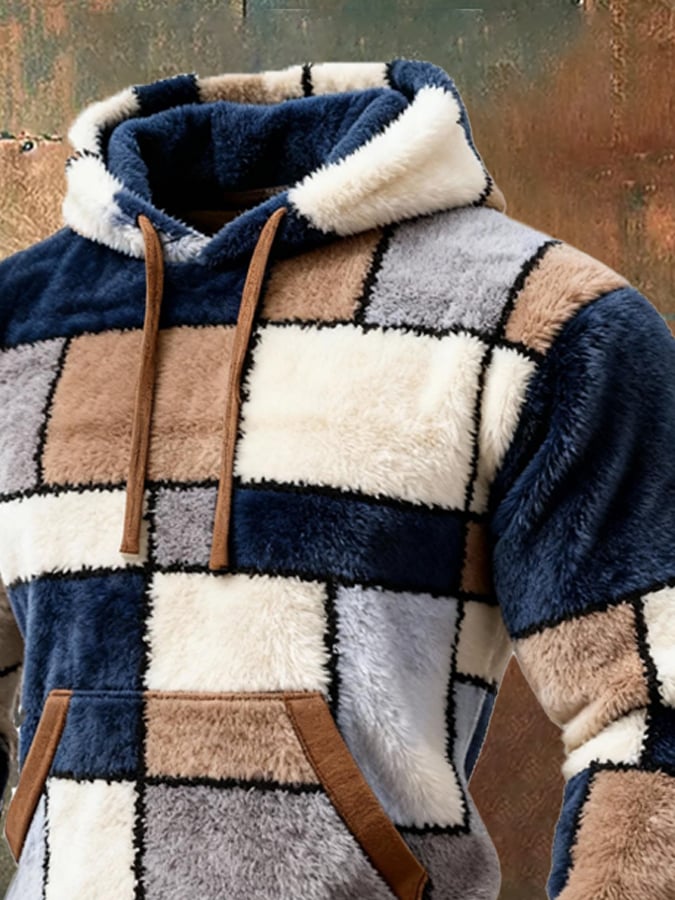 Sudadera Comfortable Lambskin en bloques de color estampado casual de manga larga para hombre