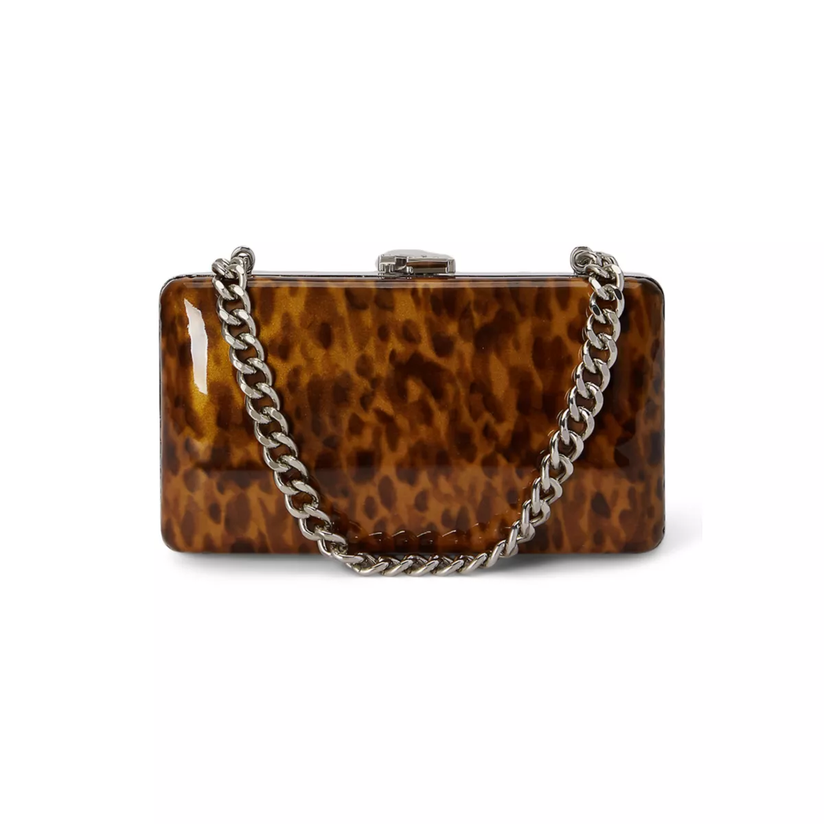 Tortoiseshell Patent Small Franki Clutch - 3