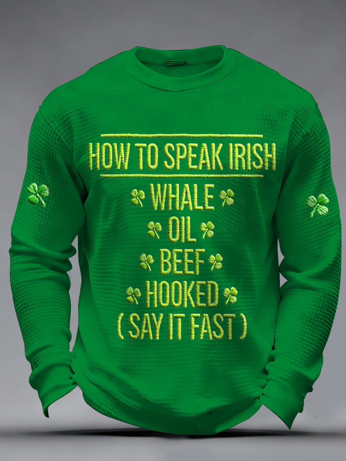 Saint Patrick estampado casual de manga larga Top para hombre