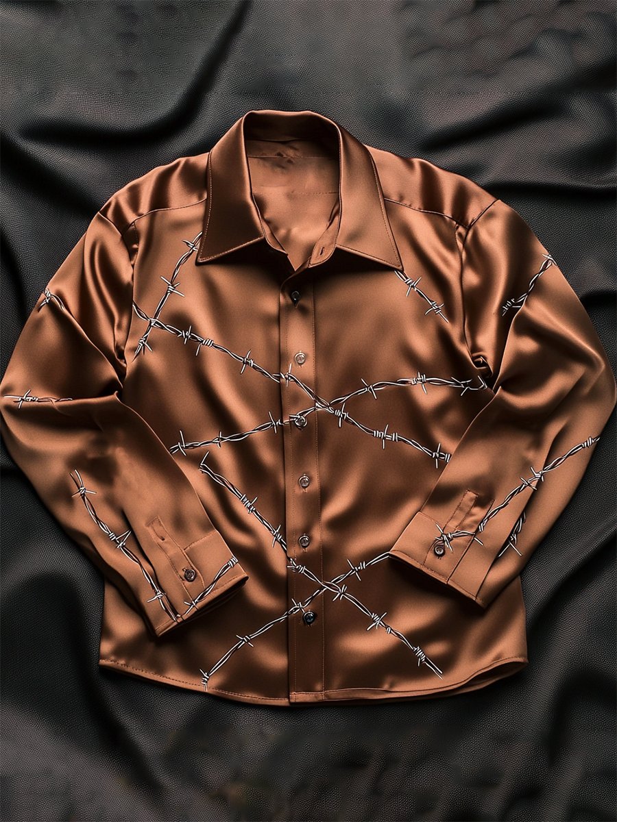 Camisa seda de lujo ejecutivo de manga larga para hombre