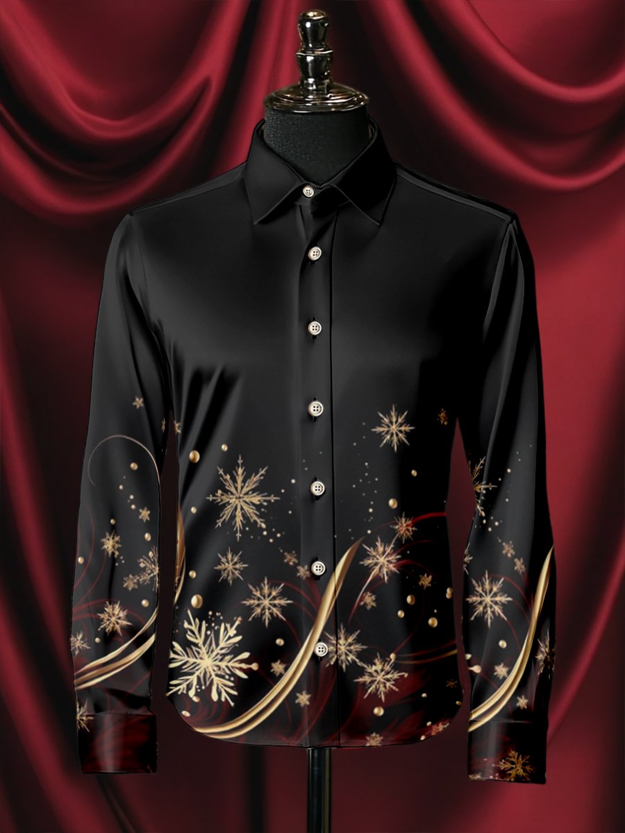 Camisa seda Christmas de lujo ejecutivo de manga larga para hombre