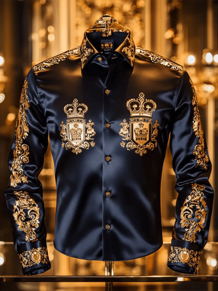 Camisa satén Luxe de manga larga con botones para hombre
