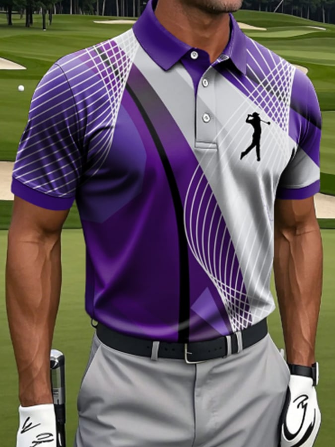 Camisa polo casual estampado de manga corta para hombre