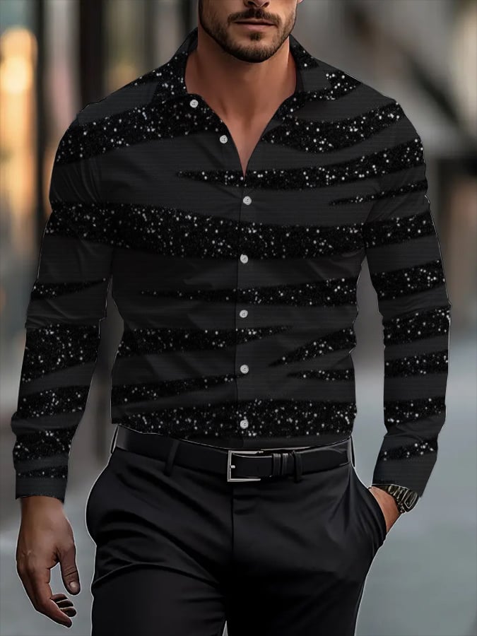 para hombre Street Style ejecutivo casual estampado de manga larga camisa