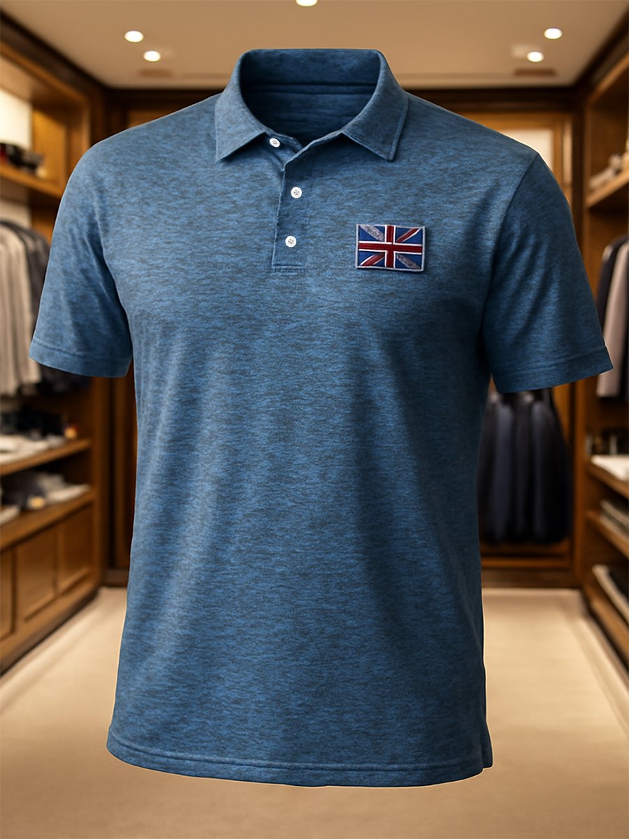 Camisa polo ejecutivo casual Union Jack Button de manga corta para hombre