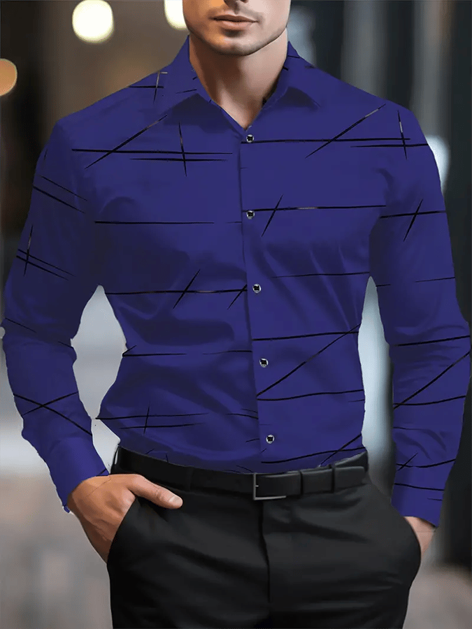 Camisa geométrico ejecutivo casual para hombre