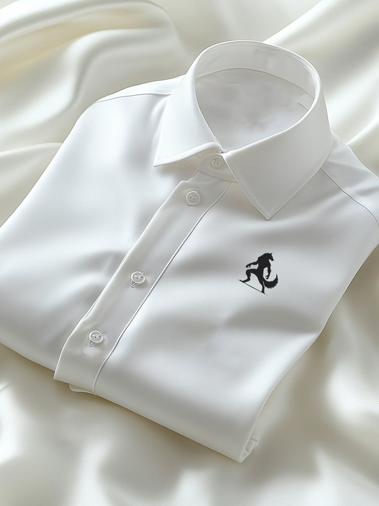 Camisa ejecutivo casual Logo solapa de manga corta para hombre
