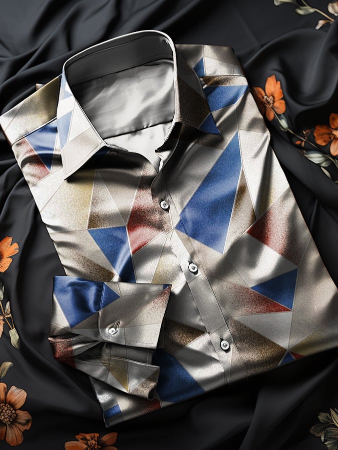 Camisa elegantee ejecutivo casual geométrico para hombre