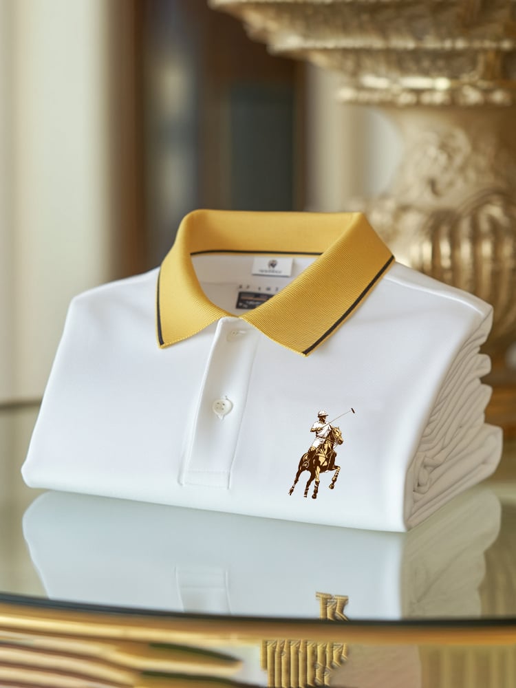 Camisa polo clásico ejecutivo Check Logo Button de manga corta para hombre