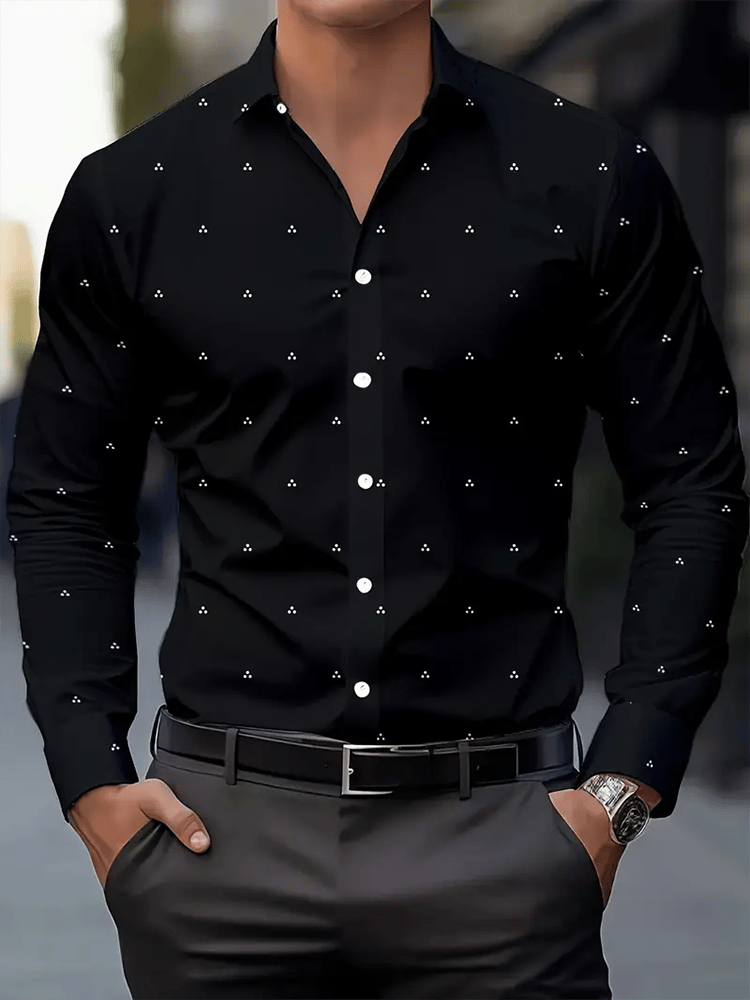 Camisa Street Style ejecutivo casual estampado de manga larga para hombre