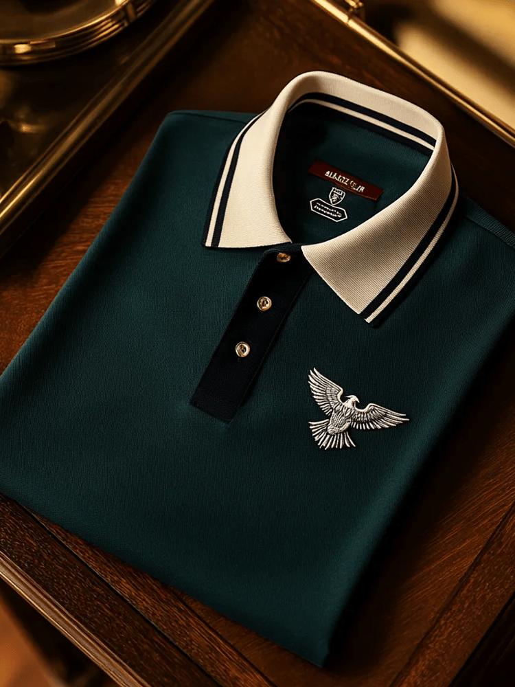 Camisa polo vintage ejecutivo de manga larga para hombre