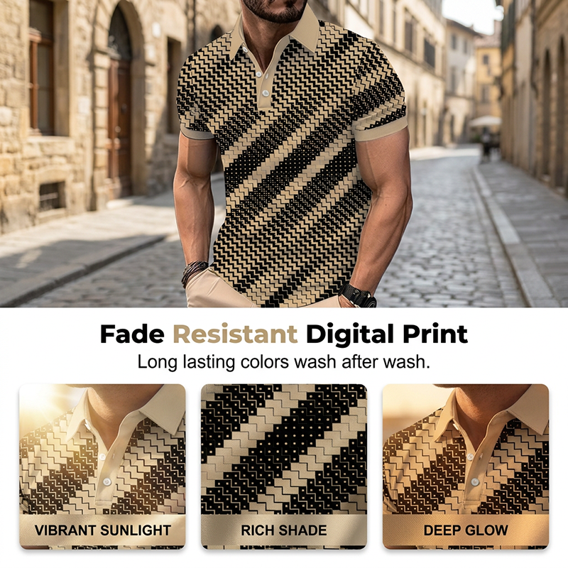 ?Time-Limited Special?para hombre Geometric Print Collared camisas – Muscle Fit, Breathable, Fade Resistant ?
