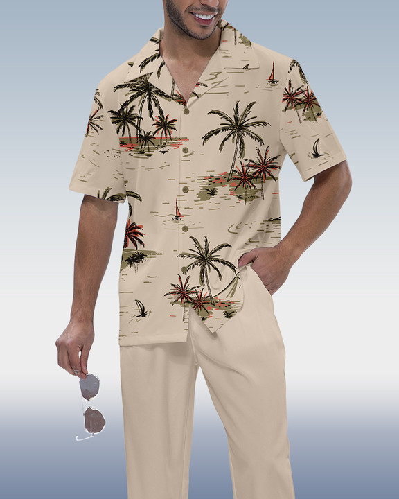 Rianmond Hawaiian estampado de manga corta Walking Suit 517 para hombre