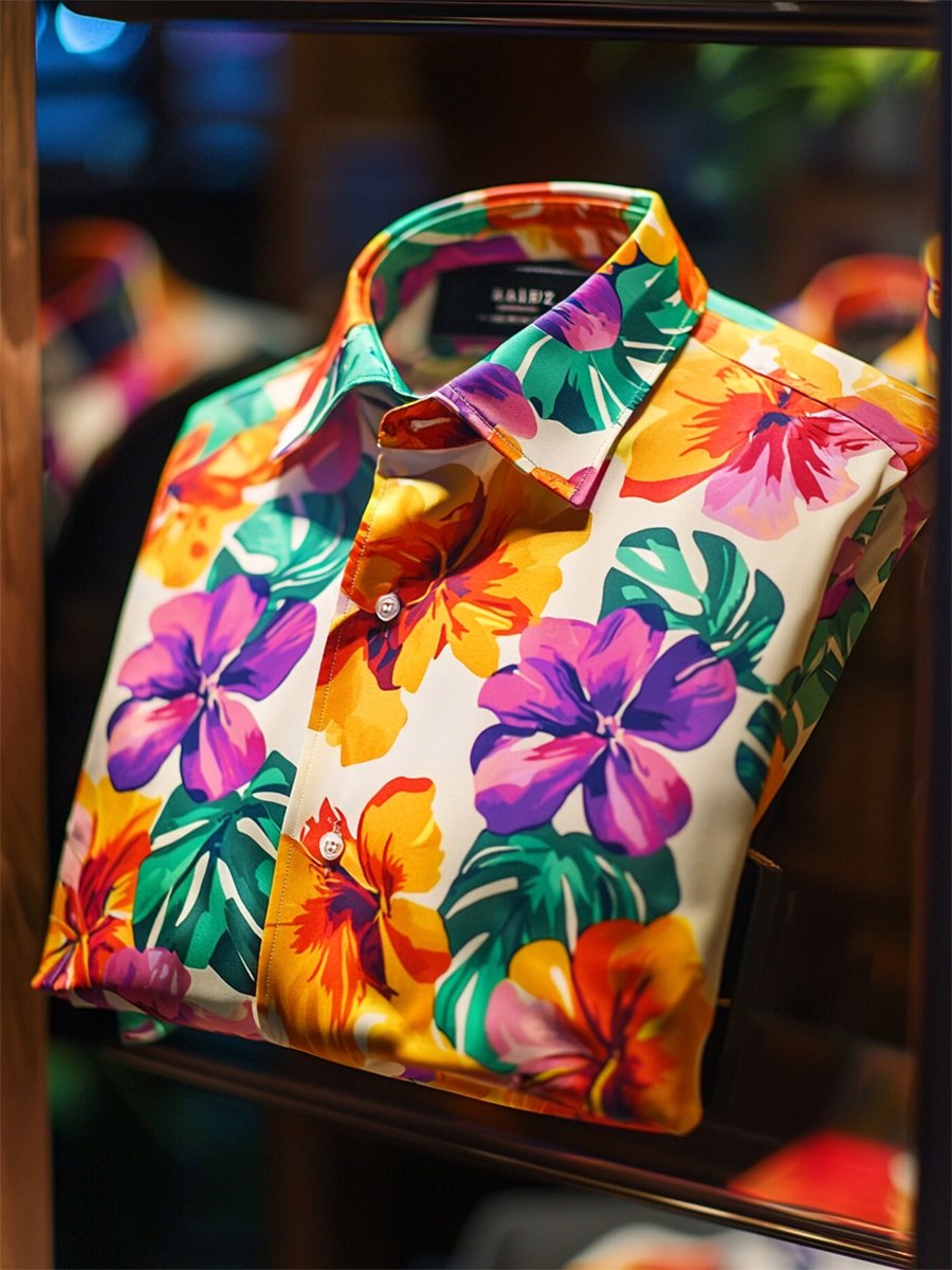 Camisa satén Luxe de manga larga con botones para hombre
