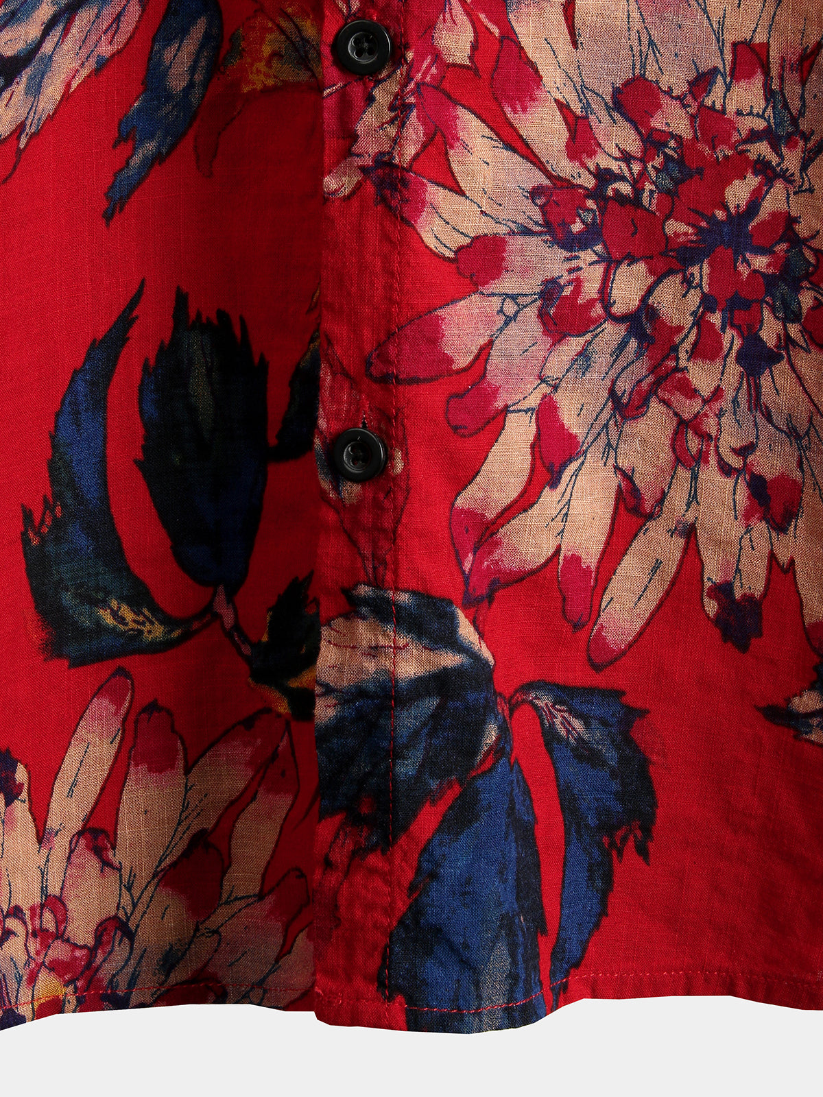 Camisa Red Flower Tropical Hawaii de algodón de manga corta para hombre
