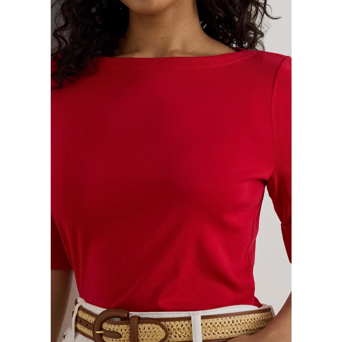 Plus Size Cotton Boat Neck T-Shirt - 3
