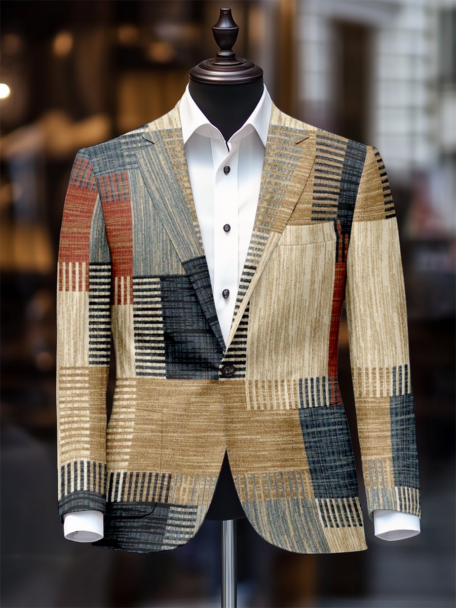 Saco retro casual a cuadros para hombre
