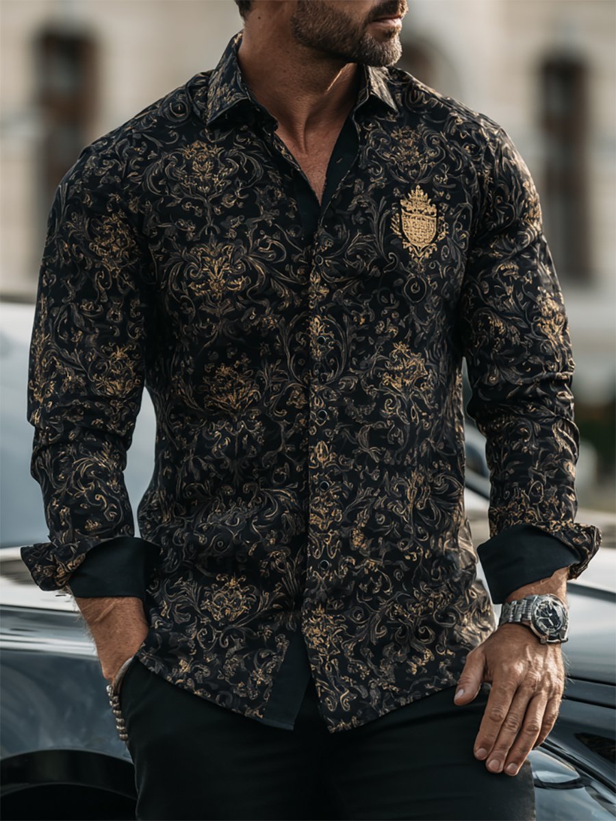 Camisa ejecutivo casual Baroque de manga larga para hombre