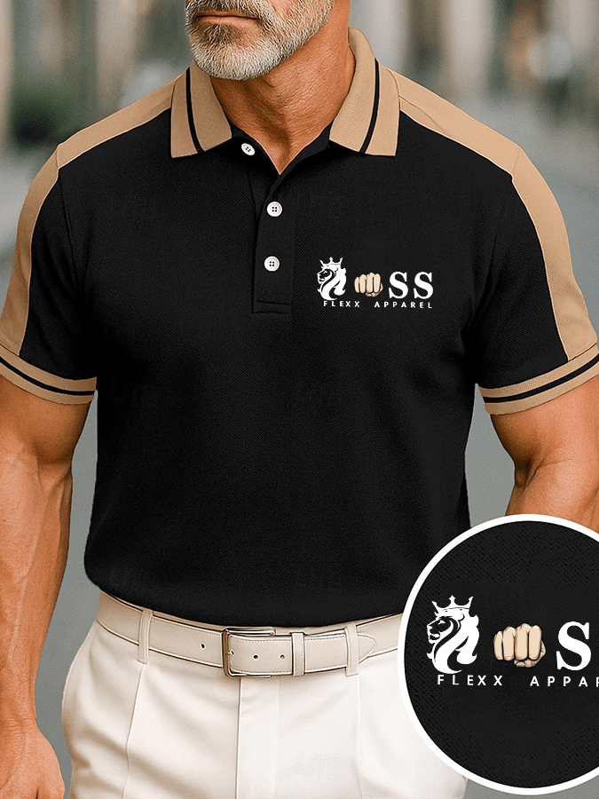 para hombre de moda ejecutivo Letter estampado casual camisa polo