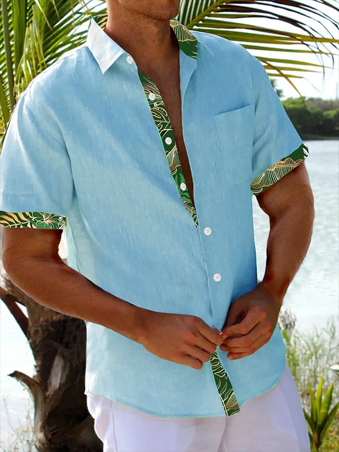 Camisa Tropical floral estampado Resort casual (With Pockets) para hombre