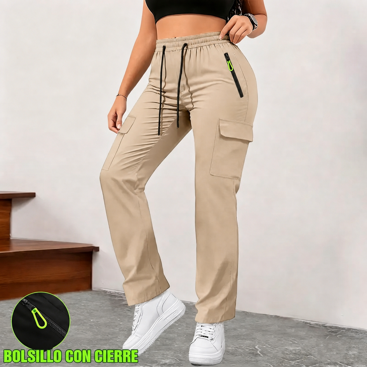 Pantalón cargo multibolsillos para primavera y verano · vista 8