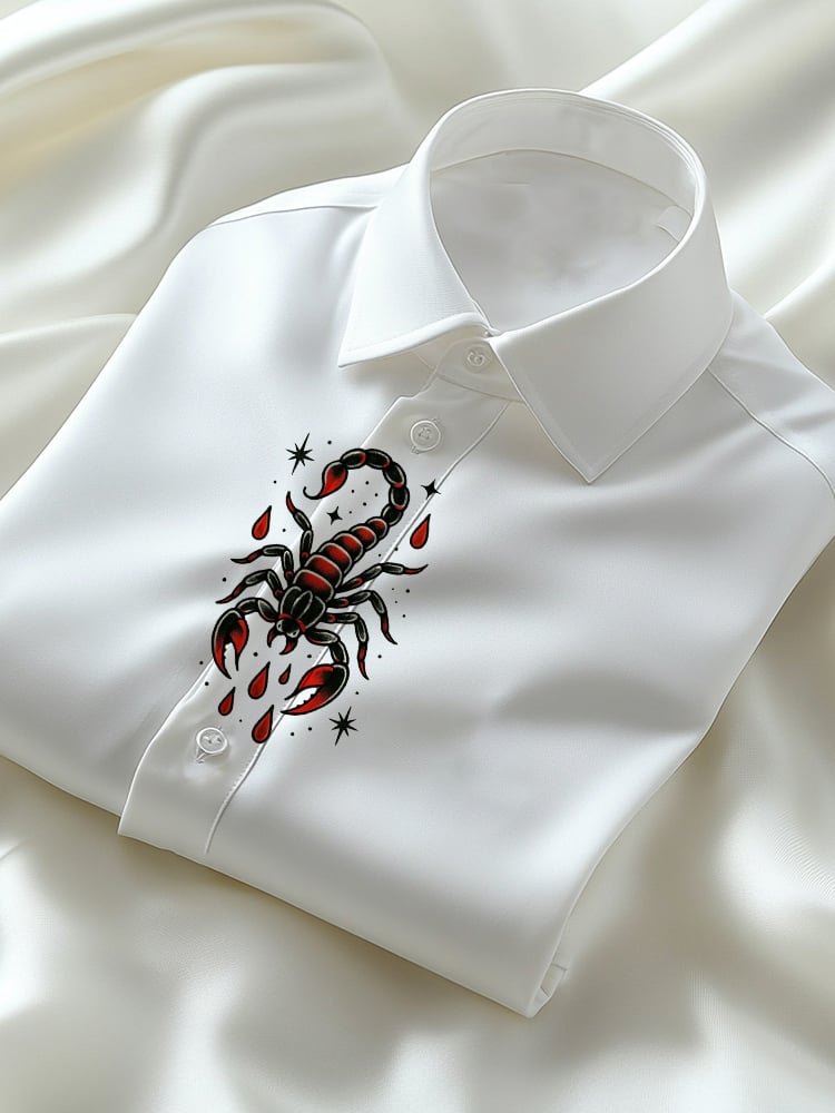 Camisa retro ejecutivo casual solapa de manga corta para hombre